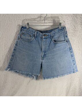 Vintage Carhartt Light Wash Denim Frayed Hem High-Waisted Shorts Streetwear